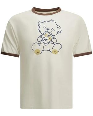 Kapital Bear-Print Ringer T-Shirt - White