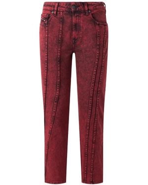 DIESEL Acid-Wash Straight-Leg Jeans - Red