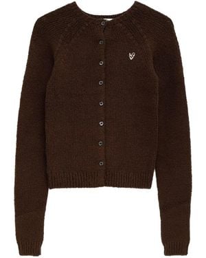 Acne Studios Heart-Embroidered Buttoned Cardigan - Brown