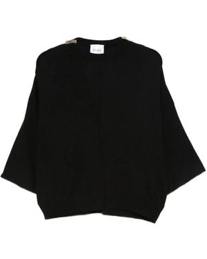 Nude Seam Detail Wool Sweater - Black