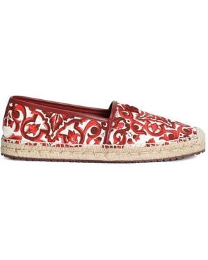 Dolce & Gabbana Canvas-Espadrilles Mit Majolika-Print - Rot