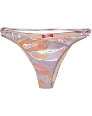DIESEL Strappy Floral-Print Bikini Bottoms - Pink