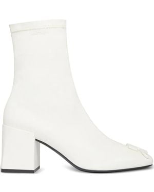 Courreges 70 Mm Enkellaarzen Met Blokhak - Wit