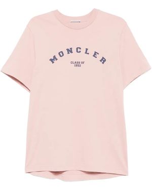 Moncler Logo-Print Cotton T-Shirt - Pink