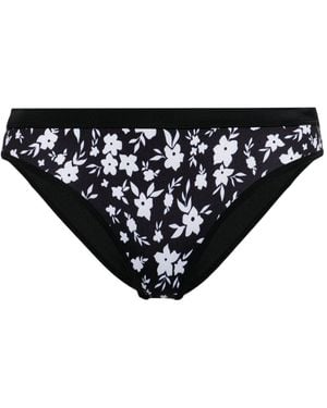 Duskii Floral-Print Bikini Briefs - Black