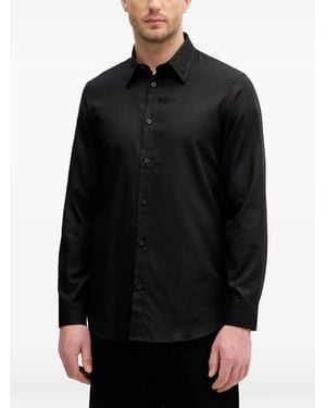ARMANI EXCHANGE Logo-Jacquard Long-Sleeve Shirt - Black