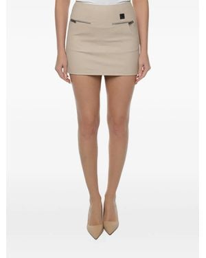 ARMANI EXCHANGE Zip-Detail Leather Mini Skirt - Natural