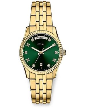 Fossil Scarlette Fluted Bezel 34Mm Watch - Metallic
