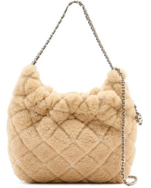 Tory Burch Mini Fleming Shearling Bag - Natural