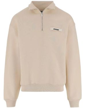Jacquemus The Gros Grain Zipped-Rollneck Sweatshirt - Natural