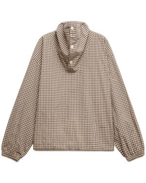 Marni Checked Funnel-Neck Shirt - Natural