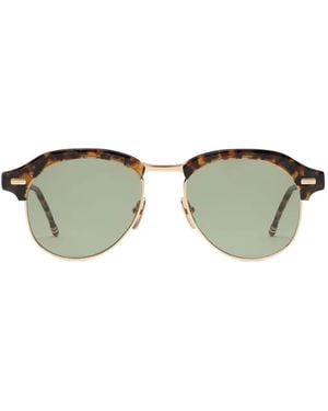 Thom Browne Tortoiseshell-Effect Browline Sunglasses - Green