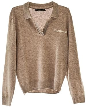 KARL LAGERFELD Hotel Karl Embroidered Sweater - Natural