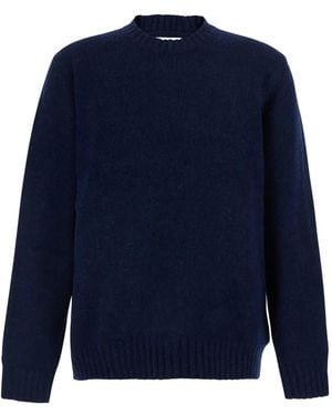 NN07 Lee Ribbed-Trim Knitted Sweater - Blue