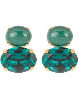 Jennifer Behr Yvette Oval-Crystal Earrings - Green