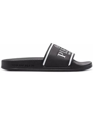 Philipp Plein Logo Print Slides - Black