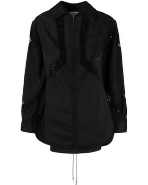 Marine Serre Lace-Detail Shirt Dress - Black
