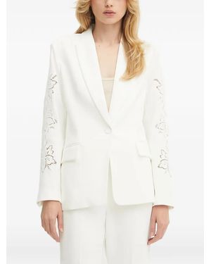 Morgan Floral-Embroidered Blazer - White