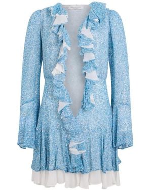 Philosophy Di Lorenzo Serafini Floral-Print Ruffled Mini Dress - Blue