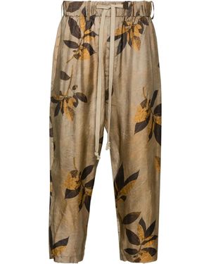 Uma Wang Branches-Printed Tapered Trousers - Natural