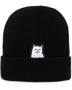 RIPNDIP Lord Nermal Waffle-Knit Beanie Hat - Black
