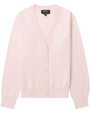 A.P.C. Logo-Embroidered Cotton Cardigan - Pink