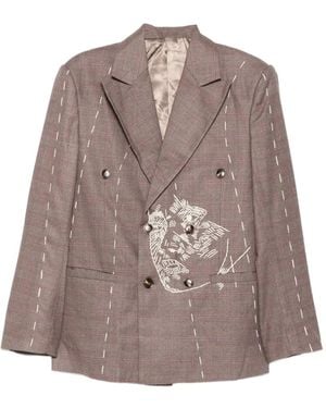 Kidsuper Embroidered Double-Breasted Blazer - Brown
