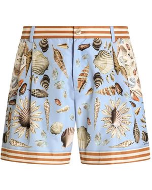 Dolce & Gabbana Shell-Print Tailored Shorts - Blue