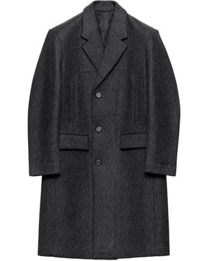 Prada Notched Wool Coat - Black