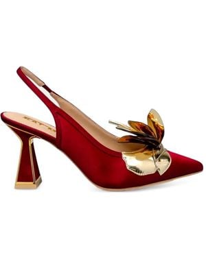 Kat Maconie Floral-Embellishment Mules - Red