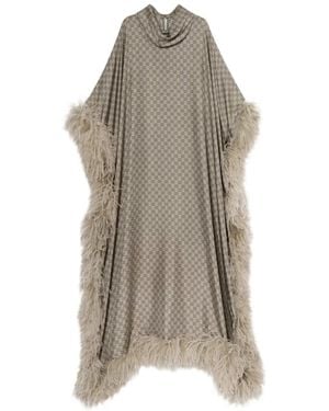 Gucci Printed Silk Long Kaftan Dress - Natural