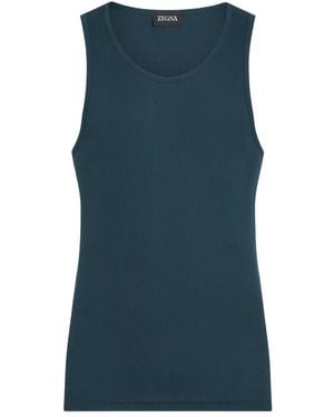 ZEGNA Ribbed Tank Top - Blue