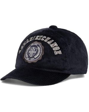 ARMANI EXCHANGE Cappello Da Baseball A Coste Con Applicazione - Blu