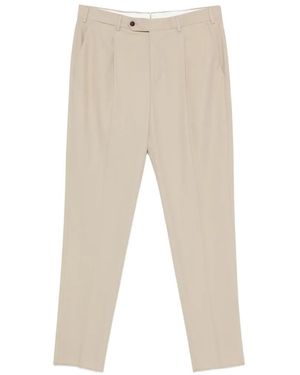 PT Torino Pleated Cotton Trousers - White
