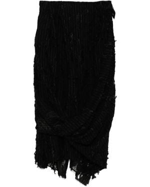 Yohji Yamamoto Dameged Stripe Twist Skirt - Black
