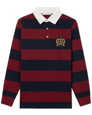 Brooks Brothers Striped Logo-Patch Polo Shirt - Red