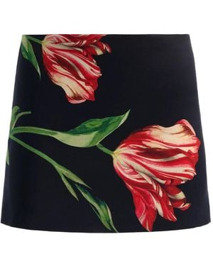 Alice + Olivia Rubi Floral-Print A-Line Mini Skirt - Red