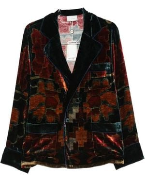 Pierre Louis Mascia Kanpur Velvet Geometric-Pattern Blazer - Black