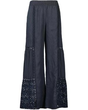 Temptation Positano Carvaro Sequin-Embellished Wide-Leg Trousers - Blue