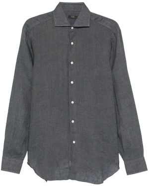 Barba Napoli Slub-Texture Long-Sleeve Shirt - Grey