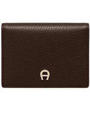 Aigner Delia Grained Leather Wallet - Brown