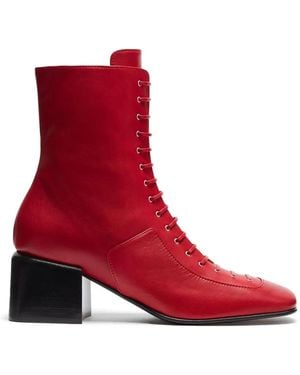 LILI CURIA Botas Jules Con Cordones - Rojo