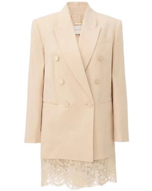 Zimmermann Lace-Trim Double-Breasted Blazer - Natural