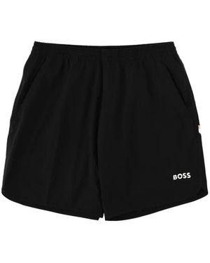BOSS GREEN HUGO BOSS Logo-Print Elasticated Shorts - Black