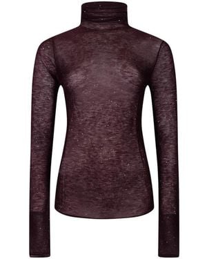 Pinko Rhinestone-Embellished Roll-Neck Sweater - Purple