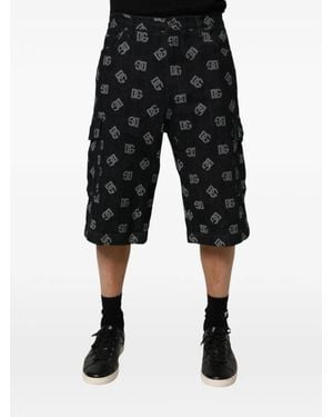 Dolce & Gabbana Logo-Print Cargo Shorts - Black