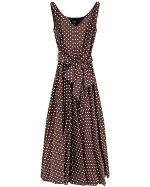 LAVI COUTURE Polka-Dot Flared Midi Dress - Brown