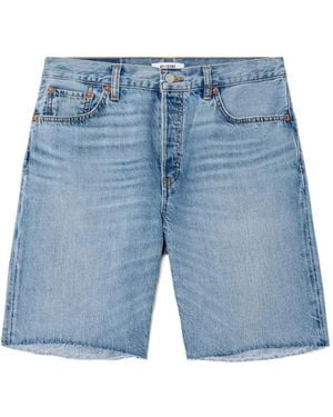 RE/DONE 90S Comfort Denim Shorts Met Franje - Blauw