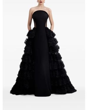 Gemy Maalouf Ruffled-Trim Strapless Gown - Black