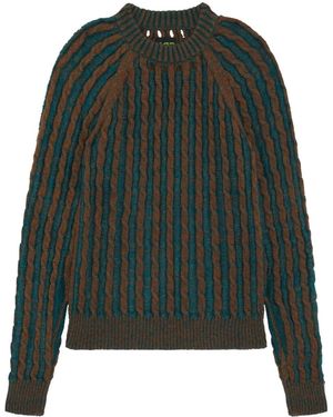 AGR Cable-Knit Mock-Neck Sweater - Green